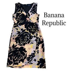 BANANA REPUBLIC Watercolor Rose Midi Shift Dress S 4 EUC